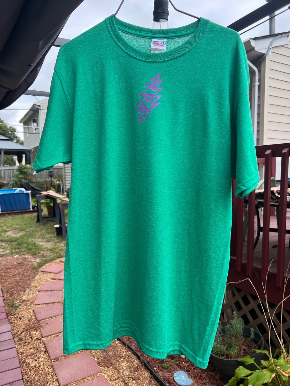 NWOT Jerzees Grateful Dead & Phish Inspired Green Tee with Purple Donut Bolt